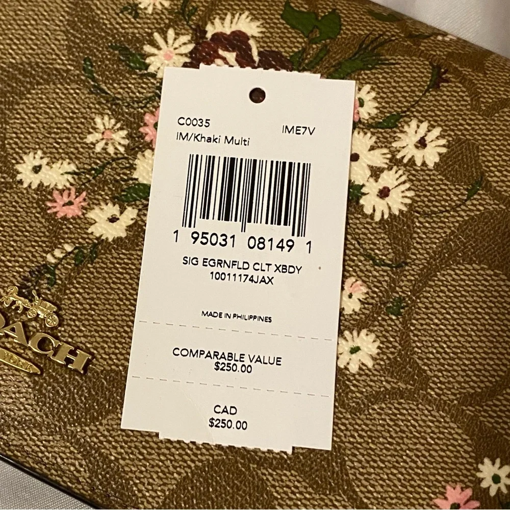 Coach Anna Foldover Crossbody Clutch | Evergreen Floral Print & Detachable Strap - Picture 7 of 16